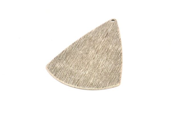 Silver Triangle Charm, 4 Antique Silver Plated Brass Textured Triangle Charms With 1 Hole, Earrings, Findings (43x31x0.60mm) D0722 H0852