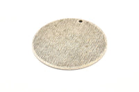 Silver Round Tag, 2 Antique Silver Plated Brass Textured Round Stamping Blanks With 1 Hole, Charms, Pendants, Findings (30x1mm) D0810