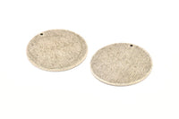 Silver Round Tag, 2 Antique Silver Plated Brass Textured Round Stamping Blanks With 1 Hole, Charms, Pendants, Findings (30x1mm) D0810