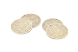 Silver Round Tag, 2 Antique Silver Plated Brass Textured Round Stamping Blanks With 1 Hole, Charms, Pendants, Findings (30x1mm) D0810