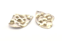 Silver Irregular Charm, 6 Antique Silver Plated Brass Irregular Shaped Charms With 1 Hole, Pendants, Findings (37x27x0.60mm) D0804 H873