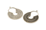 Silver Ethnic Charm 2 Antique Silver Plated Brass Ethnic Charms With 1 Loop, Earrings, Findings, Pendants (36x28mm) N0908