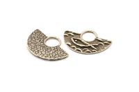 Silver Ethnic Pendant, 2 Antique Silver Plated Brass Semi Circle Fish Figure Pendants (28x19x1mm) E670