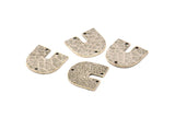 Silver Geometric Charm, 4 Hammered Antique Silver Plated Brass U Shaped Pendants With 3 Holes, Charms, Findings (18x17x1mm) N0924