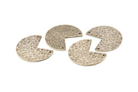 Silver Geometric Charm, 2 Hammered Antique Silver Plated Brass Stamping Blank Charms With 2 Holes, Pendants (30x26x1mm) N0928