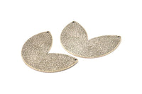 Silver Ethnic Pendant, Antique Silver Plated Brass Geometric Pendants With 2 Holes, Findings (39x29x0.80mm) N0929