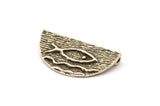 Silver Ethnic Pendant, 2 Antique Silver Plated Brass Semi Circle Fish Figure Pendants With 2 Loops (29x15mm) E671