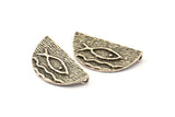 Silver Ethnic Pendant, 2 Antique Silver Plated Brass Semi Circle Fish Figure Pendants With 2 Loops (29x15mm) E671