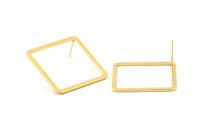 Gold Square Earring, 2 Gold Plated Brass Square Stud Earrings (30x2x1mm) BS 2307 A1171 Q0994