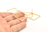 Gold Square Earring, 2 Gold Plated Brass Square Stud Earrings (30x2x1mm) BS 2307 A1171 Q0994