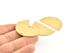 Semi Circle Charm, 6 Raw Brass Half Moon Blanks With 2 Holes, Findings, Pendants (38x22x0.80mm) D1111