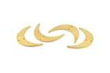 Brass Moon Charm, 12 Raw Brass Crescent Moon Charms With 2 Holes, Findings, Connectors (30x8x1mm) D1201