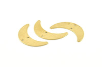 Brass Moon Charm, 24 Raw Brass Crescent Moon Charms With 2 Holes, Findings, Connectors (28x8x0.65mm) D1224