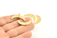 Brass Moon Charm, 24 Raw Brass Crescent Moon Charms With 2 Holes, Findings, Connectors (28x8x0.65mm) D1224