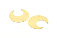 Brass Moon Charm, 12 Textured Raw Brass Horn Charms With 2 Holes, Findings, Connectors (30x13.5x0.50mm) D1107
