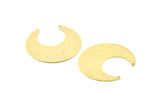Brass Moon Charm, 12 Textured Raw Brass Horn Charms With 2 Holes, Findings, Connectors (30x13.5x0.50mm) D1107