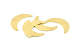 Brass Moon Blank, 24 Raw Brass Crescent Moon Blanks Without Holes (28x8x0.65mm) D949