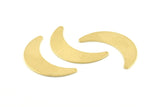 Brass Moon Blank, 24 Raw Brass Crescent Moon Blanks Without Holes (28x8x0.65mm) D949