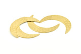 Brass Moon Blank, 8 Hammered Raw Brass Crescent Moon Blanks Without Holes (42x10x0.80mm) D1216