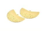 Brass Geometric Charm, 10 Textured Raw Brass Fan Charms With 1 Loop, Pendants, Earrings, Findings (38x23x0.40mm) D1134