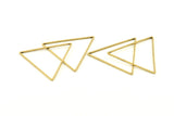 Brass Triangle Charm, 24 Raw Brass Triangle Rings, Findings (37x32x1mm) D1299