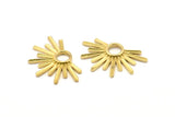 Brass Badge Charm, Raw Brass Rosette Charms, Pendants, Earrings, Findings (33x20mm) N0946