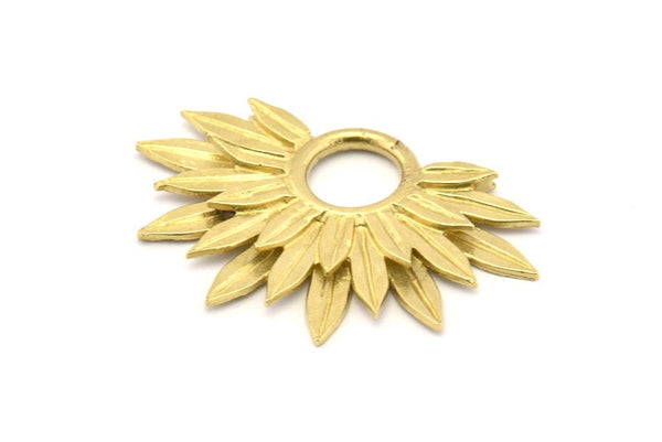 Brass Sunflower Charm, Raw Brass Flower Charms, Pendants, Earrings, Findings (38x24mm) N0947
