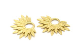 Brass Sunflower Charm, Raw Brass Flower Charms, Pendants, Earrings, Findings (38x24mm) N0947
