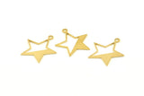 Brass Star Charm, 24 Raw Brass Star Charms With 1 Hole, Earrings, Pendants, Findings (24x21x0.80mm) D1256