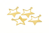 Brass Star Charm, 24 Raw Brass Star Charms With 1 Hole, Earrings, Pendants, Findings (24x21x0.80mm) D1256