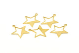 Brass Star Charm, 24 Raw Brass Star Charms With 1 Hole, Earrings, Pendants, Findings (24x21x0.80mm) D1256