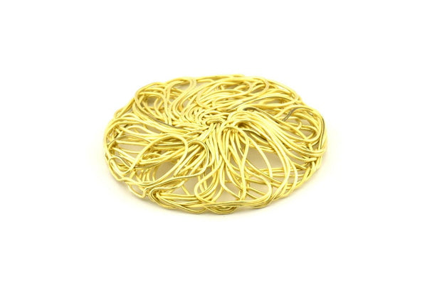 Brass Round Charm, 2 Raw Brass Wire Charms, Earrings, Findings (46mm) D1304