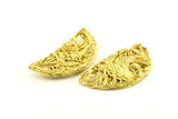 Brass Semicircle Charm, 2 Raw Brass Semicircle Wire Charms, Earrings, Findings (46x23mm) D1321