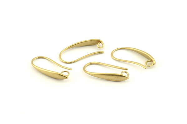 Brass Ear Hooks, 12 Raw Brass Earring Wires, Earring Hooks (21mm) D1336
