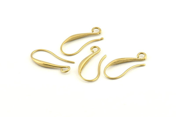 Brass Ear Hooks, 12 Raw Brass Earring Wires, Earring Hooks (20mm) Y069 D1334