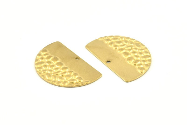 Semi Circle Charm, 12 Raw Brass Half Moon Charms With 1 Hole, Earrings, Pendants (26x18x0.60mm) D1185