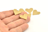 Brass Heart Charm, 12 Raw Brass Heart Blanks With 1 Loop, Pendants, Findings (19mm) D1250