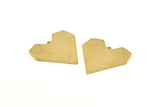 Brass Heart Charm, 12 Raw Brass Heart Blanks With 1 Loop, Pendants, Findings (19mm) D1250
