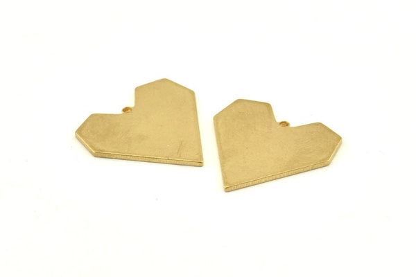 Brass Heart Charm, 12 Raw Brass Heart Blanks With 1 Loop, Pendants, Findings (19mm) D1250