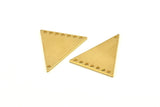 Brass Triangle Charm, 8 Raw Brass Triangle Charms With 8 Holes, Findings (26x23x1mm) D1225