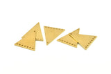 Brass Triangle Charm, 8 Raw Brass Triangle Charms With 8 Holes, Findings (26x23x1mm) D1225