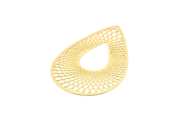 Gold Earring Charm, 2 Gold Plated Brass Textured Drop Earring Charms With 1 Hole Pendants, Findings (64x42mm) E485