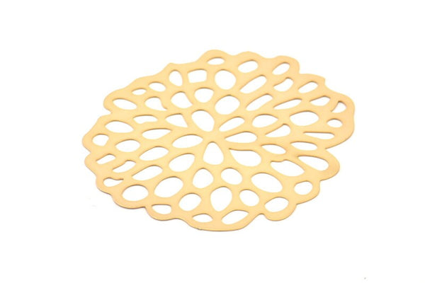 Gold Earring Charm, 2 Gold Plated Brass Leaf Charms Pendants, Findings (52x48mm) E565