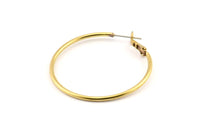 Brass Earring Clasp, 12 Raw Brass Round Earring Findings (30x1.8mm) D1264