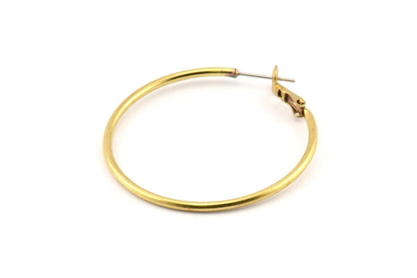 Brass Earring Clasp, 12 Raw Brass Round Earring Findings (30x1.8mm) D1264