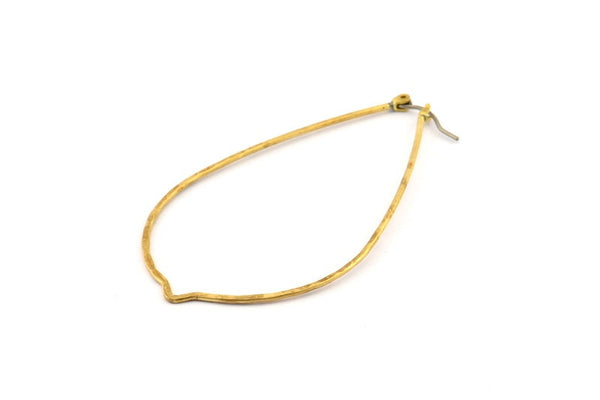Brass Drop Earring, 6 Raw Brass Drop Wire Earring Findings (68x40x1mm) D1315