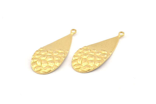 Brass Drop Charm, 12 Raw Brass Drop Charms With 1 Loop, Earrings, Pendants, Findings (30x13x0.80mm) D1211