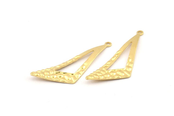 Brass Triangle Charm, 24 Raw Brass Triangle Charms With 1 Loop, Charms, Earrings (37x12x0.70mm) D1248
