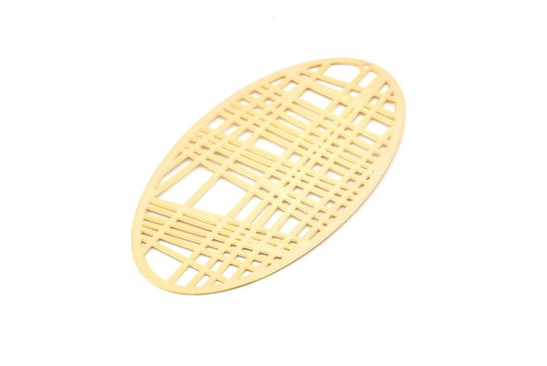 Gold Earring Charm, Gold Plated Brass Textured Oval Earring Charms Pendants With 1 Hole, Findings (75x38mm) E488
