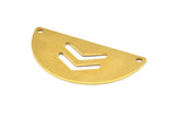 Brass Circle Blank, 12 Raw Brass Semi Circle Blanks With 2 Holes (40x20x0.80mm) A0940
